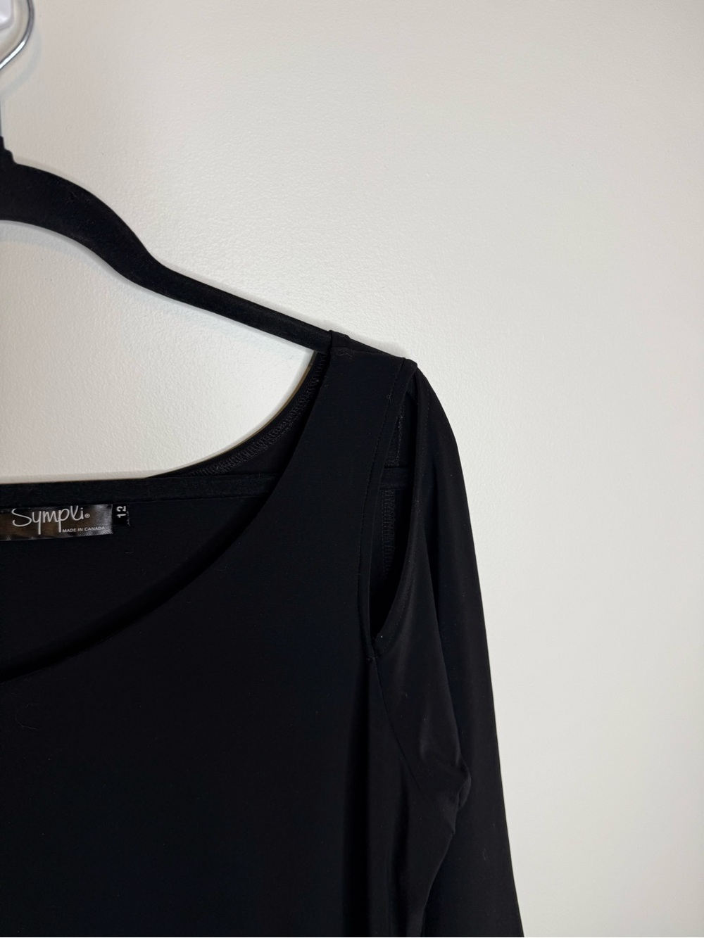 Sympli Black Asymmetrical Neck Cutout Top - Picture 4 of 7